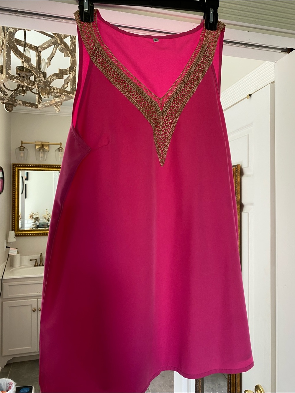 SHEIN Hot Pink Beaded V-Neck Slip